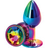 Металева анальна пробка Multicolour Metal Plug Rainbow, діаметр 2,8 см, довжина 7 см, розмір S