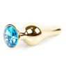 Анальний затор Boss Series - Jewellery Gold BUTT PLUG Light Blue