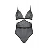 Боді Passion AMBERLY BODY 4XL/5XL black, асиметричний крій, мереживний ліф, золота нитка