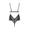 Боді Passion AMBERLY BODY 4XL/5XL black, асиметричний крій, мереживний ліф, золота нитка