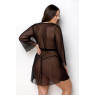 Пеньюар Passion AMBERLY PEIGNOIR black 4XL/5XL, пояс у комплекті