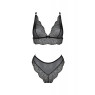 Комплект білизни Passion AMBERLY SET 4XL/5XL black, ліф, трусики бразиліана, люрексова нитка