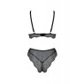 Комплект білизни Passion AMBERLY SET 4XL/5XL black, ліф, трусики бразиліана, люрексова нитка