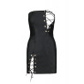 Мінісукня з екошкіри Passion CELINE CHEMISE 6XL/7XL, black, шнурівка, трусики в комплекті