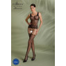 Бодістокінг Passion ECO BS001 One Size black, з доступом, імітація підв’язок, флористичний декор