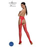 Еротичні колготки-бодістокінг Passion ECO S002 red, з доступом, геометричне плетіння