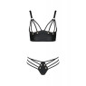 Комплект з екошкіри Passion MALWIA BIKINI 6XL/7XL black, з люверсами та ремінцями, бра, трусики
