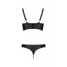 Комплект з екошкіри Passion MALWIA BIKINI 6XL/7XL black, з люверсами та ремінцями, бра, трусики