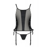 Сітчастий корсет з екошкіри Passion MALWIA CORSET 4XL/5XL black, з люверсами та знімними пажами