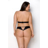 Комплект із екошкіри Passion MALWIA SET with Open Bra 4XL/5XL black, топ та трусики з люверсами