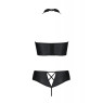 Комплект з екошкіри Passion NANACY BIKINI 6XL/7XL black, бра та трусики з імітацією шнурівки