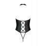 Боді з екошкіри Passion NANCY BODY 6XL/7XL black, з імітацією шнурівки та відкритим доступом
