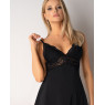 Сатиновий пеньюар з мереживом Obsessive 810-BAB-1 babydoll & thong S/M, чорний, пеньюар, танга