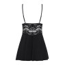 Сатиновий пеньюар з мереживом Obsessive 810-BAB-1 babydoll & thong S/M, чорний, пеньюар, танга