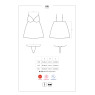 Сатиновий пеньюар з мереживом Obsessive 810-BAB-1 babydoll & thong S/M, чорний, пеньюар, танга