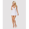 Сатиновий пеньюар з мереживом Obsessive 810-BAB-2 babydoll & thong S/M, білий, пеньюар, танга