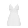 Сатиновий пеньюар з мереживом Obsessive 810-BAB-2 babydoll & thong S/M, білий, пеньюар, танга
