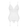 Сатиновий мереживний корсет Obsessive 810-COR-2 babydoll & thong S/M, білий, корсет, танга
