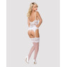 Сатиновий мереживний корсет Obsessive 810-COR-2 babydoll & thong L/XL, білий, корсет, танга