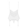 Сатиновий мереживний корсет Obsessive 810-COR-2 babydoll & thong L/XL, білий, корсет, танга
