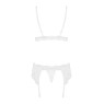 Мереживний комплект білизни Obsessive 810-SEG-1 L/XL White, бюстгальтер, стрінги, пояс для панчіх