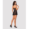 Еротичний мереживний комплект із сіточкою Obsessive 838-BAB-1 babydoll & thong black L/XL, чорний