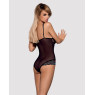Сітчасте боді на кісточках Obsessive Amanta teddy S/M, чорне, з доступом