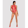 Ажурний бодістокінг із ефектом шнурівки Obsessive B120 teddy red S/M/L, червоний