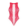 Ажурний бодістокінг із ефектом шнурівки Obsessive B120 teddy red S/M/L, червоний