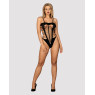 Бодістокінг із поперечними вирізами Obsessive B122 teddy S/M/L, чорний