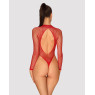 Сітчастий бодістокінг із довгим рукавом Obsessive B126 teddy red S/M/L, червоний
