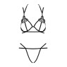 Еротичний комплект зі стреп Obsessive Badossa 2-pcs set L/XL, чорний, з доступом, бюстгальтер, стрін