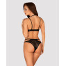 Еротичний комплект під латекс зі стрепами Obsessive Bagirela 2-pcs set S/M, чорний, під леопард