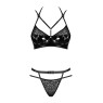 Еротичний комплект під латекс зі стрепами Obsessive Bagirela 2-pcs set S/M, чорний, під леопард