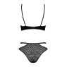 Еротичний комплект під латекс зі стрепами Obsessive Bagirela 2-pcs set S/M, чорний, під леопард