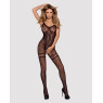 Бодістокінг Obsessive Bodystocking F213 S/M/L, імітація мереживного боді та резинки для панчіх