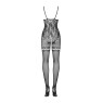 Бодистокинг Obsessive Bodystocking F213 XL/XXL, имитация кружевного боди и резинки для чулок