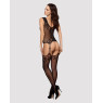 Бодістокінг Obsessive Bodystocking F221 XL/XXL, силуетний квітковий малюнок, імітація панчіх