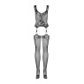 Бодістокінг Obsessive Bodystocking F221 XL/XXL, силуетний квітковий малюнок, імітація панчіх