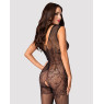 Бодістокінг Obsessive Bodystocking F234 S/M/L, абстрактний малюнок, глибоке декольте