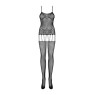 Бодістокінг Obsessive Bodystocking F235 S/M/L, тонкі підв’язки, ніжний декор, сіточка