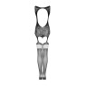 Бодістокінг Obsessive Bodystocking F236 S/Ml/L, глибоке декольте, імітація шнурівки