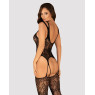 Бодістокінг Obsessive Bodystocking F237 S/M/L, рослинне плетіння, імітація панчіх