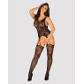 Бодістокінг Obsessive Bodystocking F237 S/M/L, рослинне плетіння, імітація панчіх