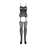Бодістокінг Obsessive Bodystocking G310 S/M/L, топ, панчохи, підв’язки, круглі вирізи
