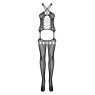 Бодістокінг Obsessive Bodystocking G313 S/M/L, шнурівка, геометричний декор