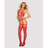 Бодістокінг Obsessive Bodystocking G313 S/M/L red, шнурівка, геометричний декор