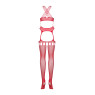 Бодістокінг Obsessive Bodystocking G313 S/M/L red, шнурівка, геометричний декор