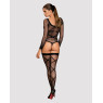 Бодістокінг Obsessive Bodystocking G320 S/M/L, панчохи, боді, декор у вигляді ліній