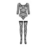 Бодістокінг Obsessive Bodystocking G320 S/M/L, панчохи, боді, декор у вигляді ліній